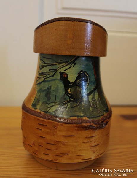 Carved wooden jar with lid