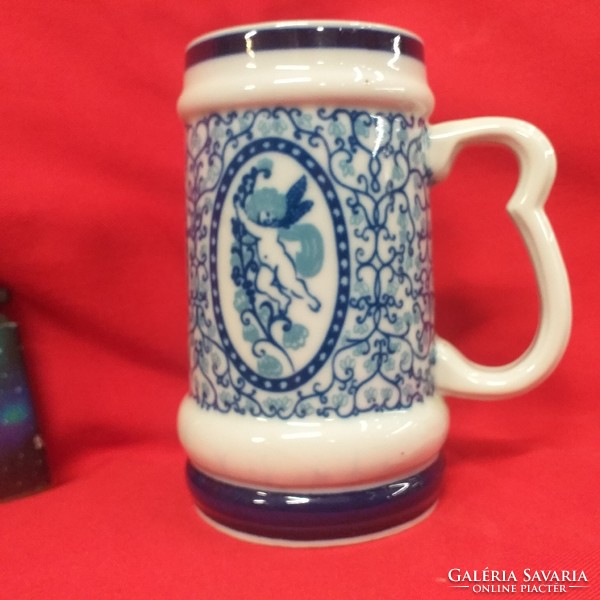 Old Polish katowice-bogucice angelic, putty porcelain beer mug.