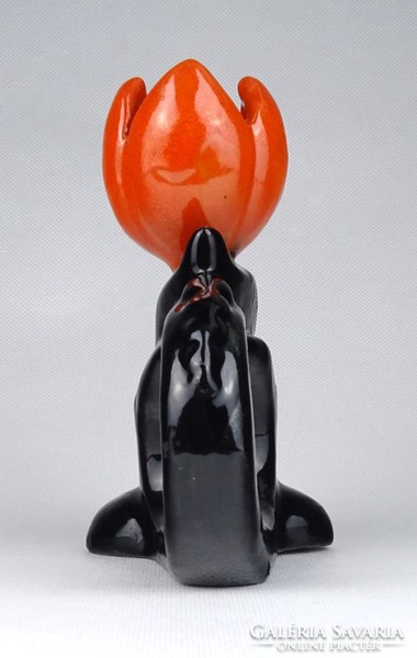 1G756 black hop ceramic walking tulip candle holder 12 cm