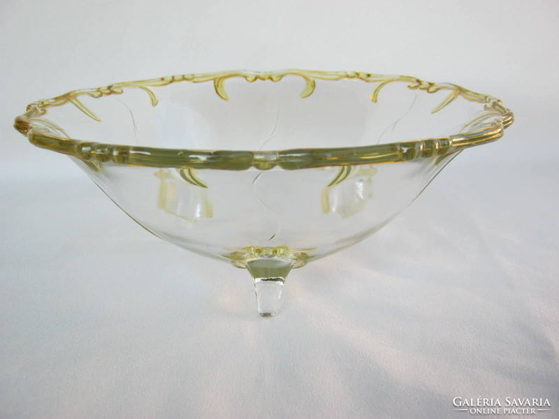 Retro ... Glass bowl centerpiece with colorful decorative border