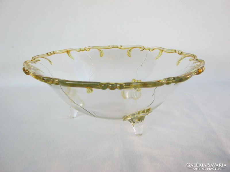 Retro ... Glass bowl centerpiece with colorful decorative border