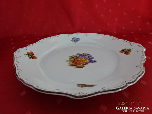 Hollóház porcelain cake bowl with fruit pattern, diameter 25.5 cm. He has!