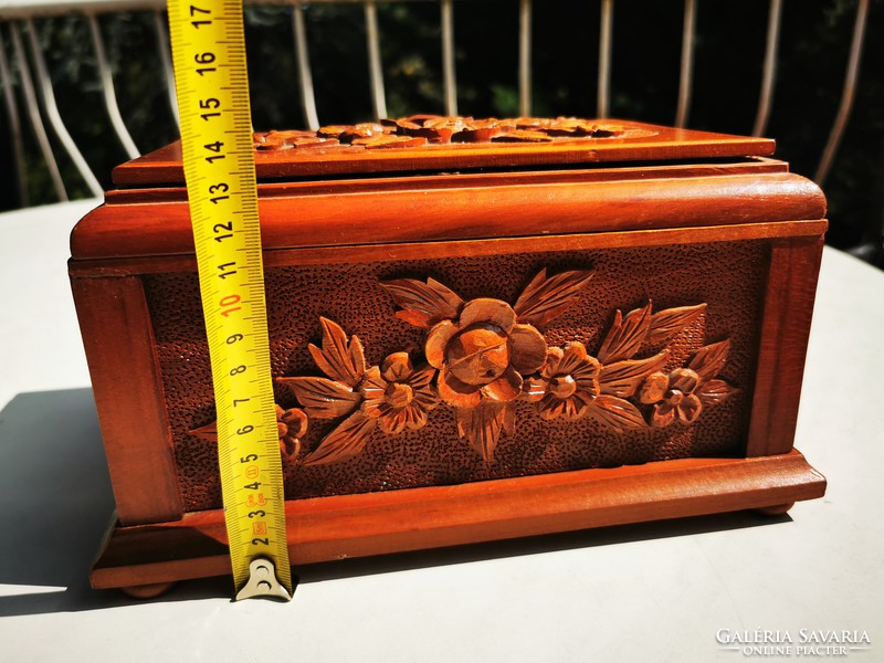 Pink carved wooden box
