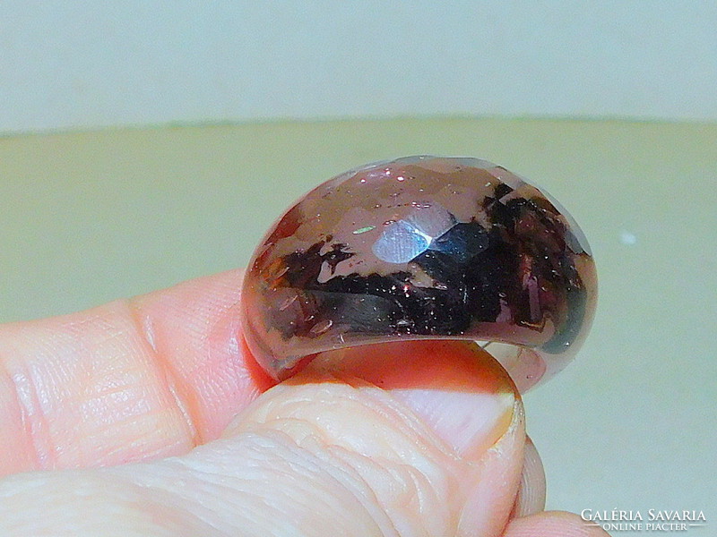 Fazettált csiszolású Muránói üveg Kristály Gyűrű 7-es