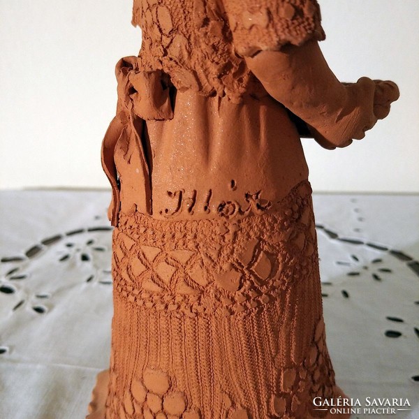 Elizabeth Illár: girl with basket of eggs - flawless terracotta statue!