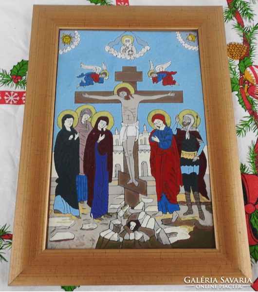 Jesus on the Cross - Fire Enamel Mural (Large Size) 000000000