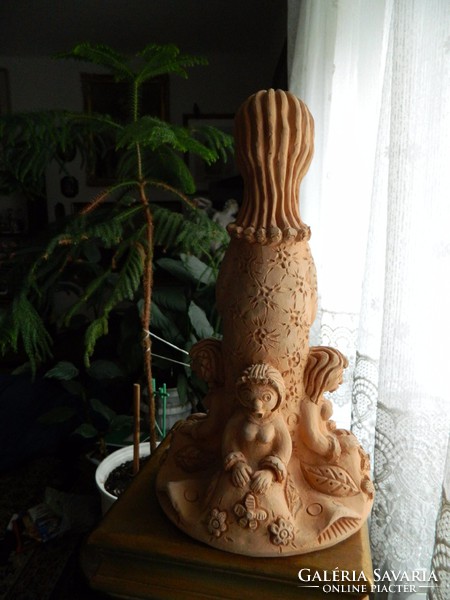 János Papp - motherhood - terracotta sculpture group