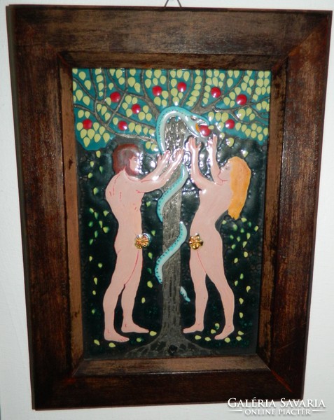 Paul Margit - fall of Adam and Eve - fire enamel wall painting