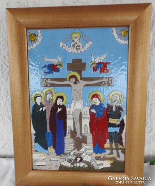 Jézus a kereszten - tűzzománc falikép (nagy méret)000000000