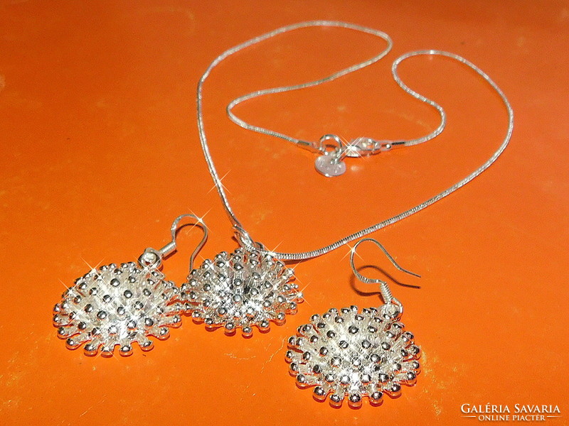 925 Stuffed Silver Earrings Pendant Necklace Set 