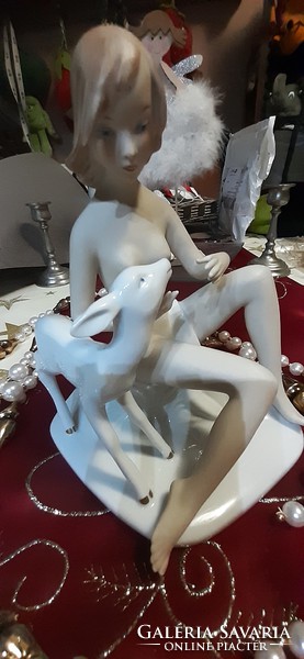Wallendorf rare porcelain female nude with deer