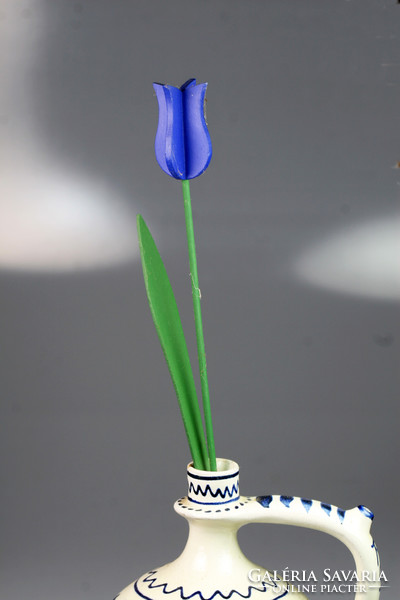 Blue tulips flower decoration made of wood