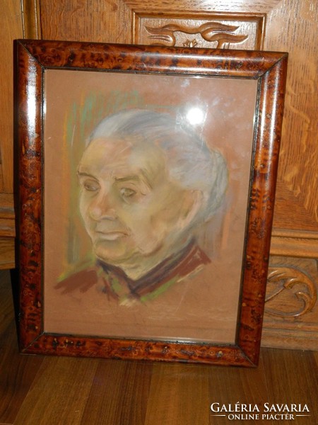 Tibor Jankay original painting - old woman portrait