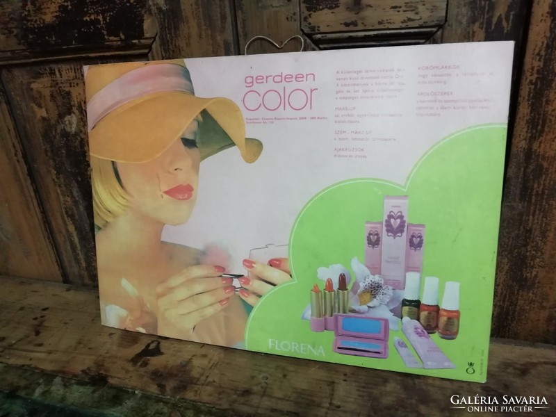 Karton reklámtábla, Florena kozmetikai reklám a 70-es évekből