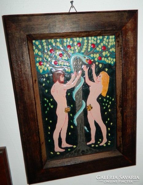 Paul Margit - fall of Adam and Eve - fire enamel wall painting