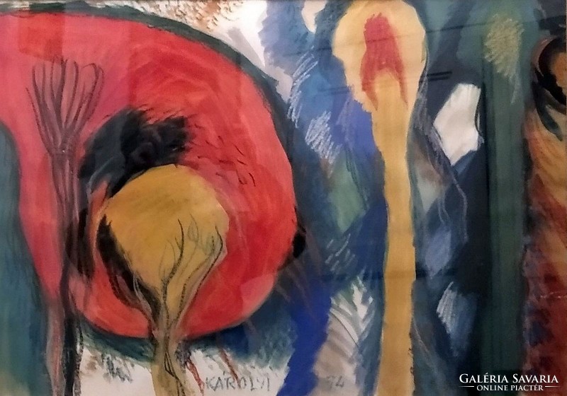 Ernő Károlyi: autumn - watercolor-pastel picture from 1994