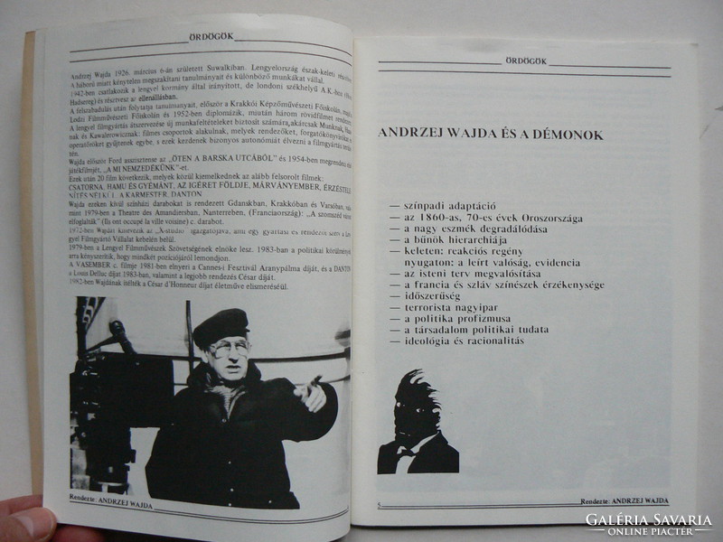 "ÖRDÖGÖK", RENDEZTE: ANDRZEJ WAJDA 1989, KÖNYV JÓ ÁLLAPOTBAN + LEVÉL
