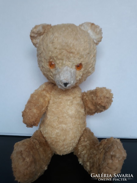 Old straw glass-eyed teddy bear, 33 cm