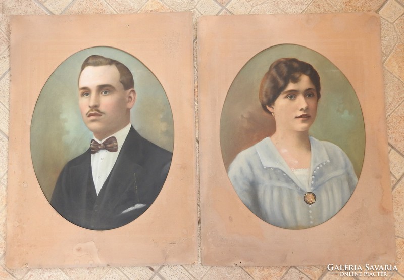 Watercolor from the 1800s - photo of a married couple