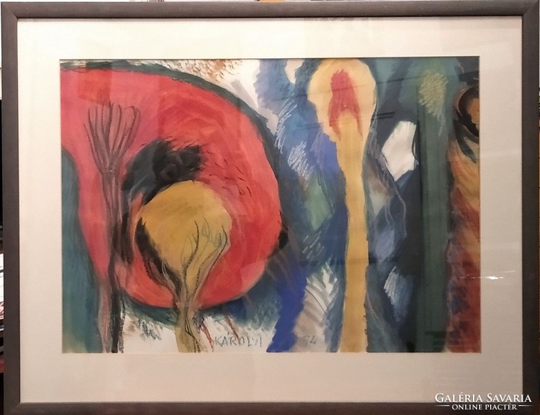 Ernő Károlyi: autumn - watercolor-pastel picture from 1994