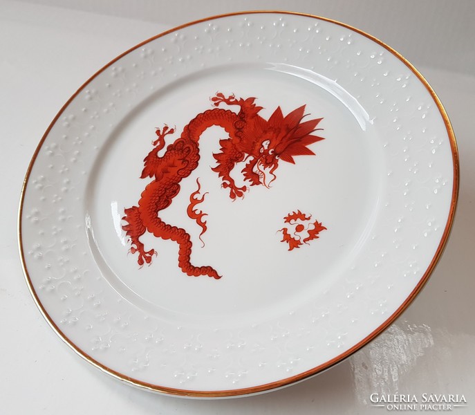 Meißner porcelántányér kézzel festett Ming vörössárkány minta vintage PGH 70-es évek