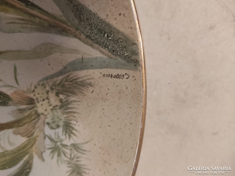 Antik porcelán asztalközép festett szecessziós kináló tál 1