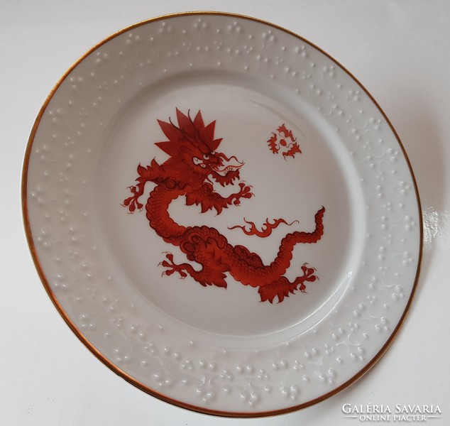 Meißner porcelain plate hand painted ming red dragon pattern vintage pgh 70s
