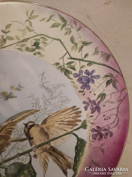 Antique porcelain centerpiece painted Art Nouveau sign serving bowl 2