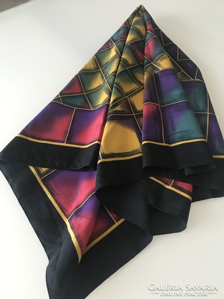 Colorful checkered women's scarf, 88 x 86 cm