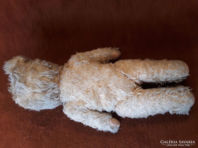 Régi sírós szalmás maci egy füllel, 51 cm