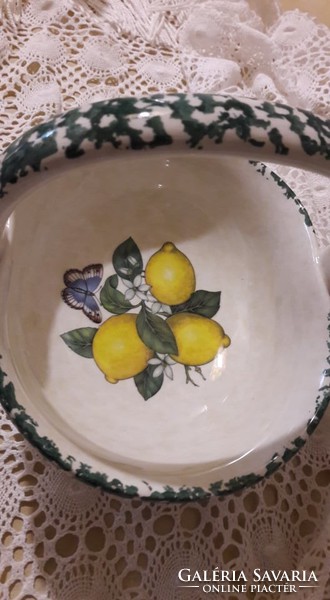 Italian beautiful ceramics, earthenware basket, offering