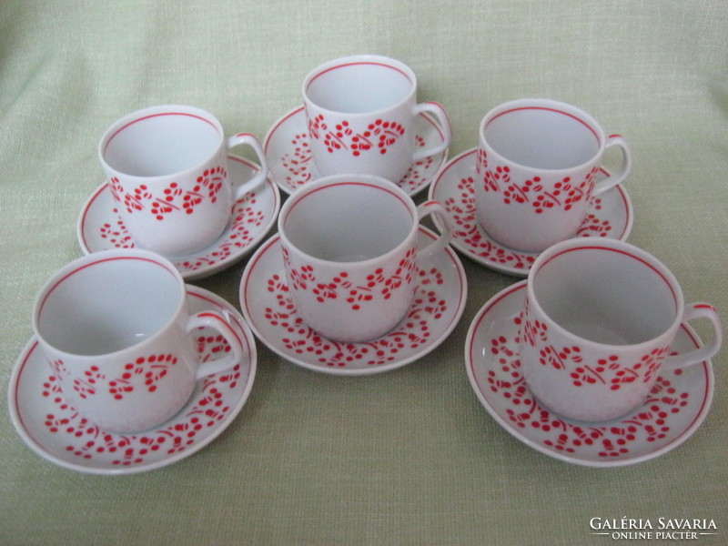 Hollóházi porcelain coffee cup 6-person coffee mocha set