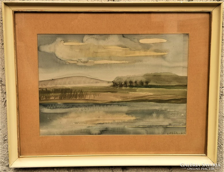 Éva Lieber (1932 - 2005) waterfront landscape c. His painting with original guarantee !!
