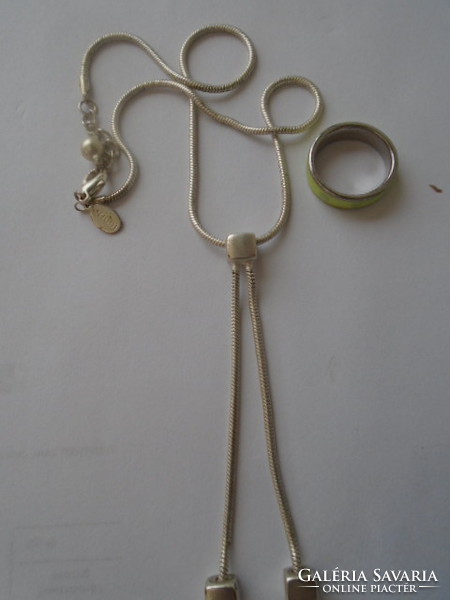 Extra lukszus skandináv nyaklánc csúszó medállal jelzett + ajándék gyűrű mely jelzett