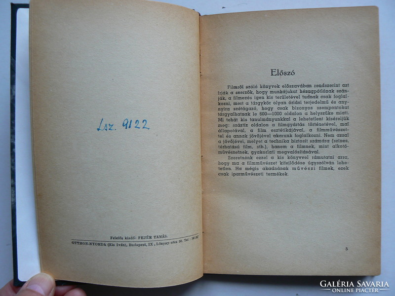 The aesthetics and future of film production, Tamás Fejér 1943, book in good condition