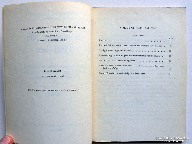 Hungarian film in 1981, book in good condition, rarer