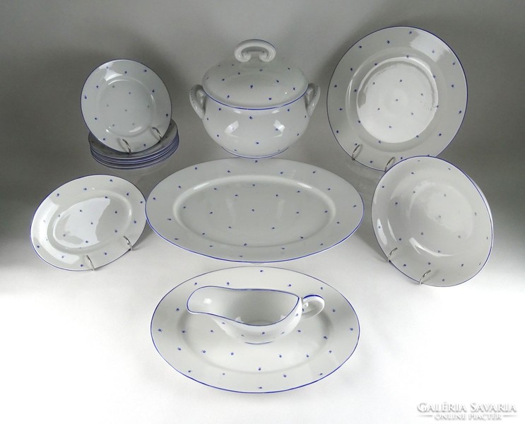 1G817 old tiny blue floral Herend porcelain tableware 13 pieces