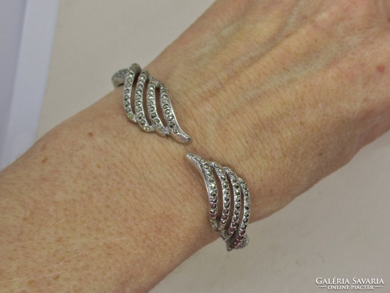 Special old handcrafted silver bracelet with marcasite