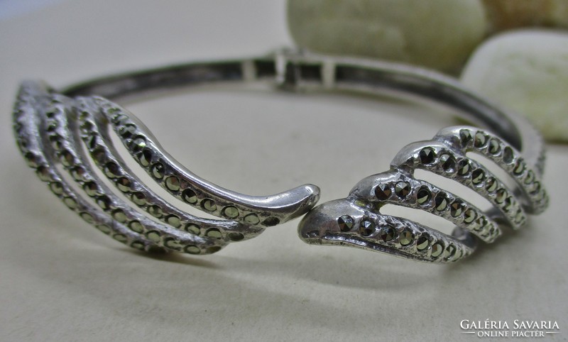Special old handcrafted silver bracelet with marcasite