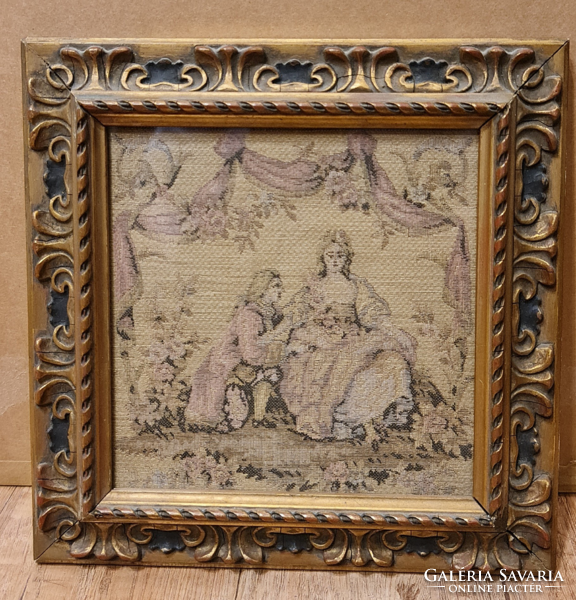 Antique silk tapestry life picture