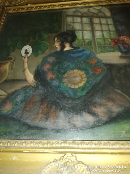 Buda Fischer Edwin: Biedermayer woman oil painting