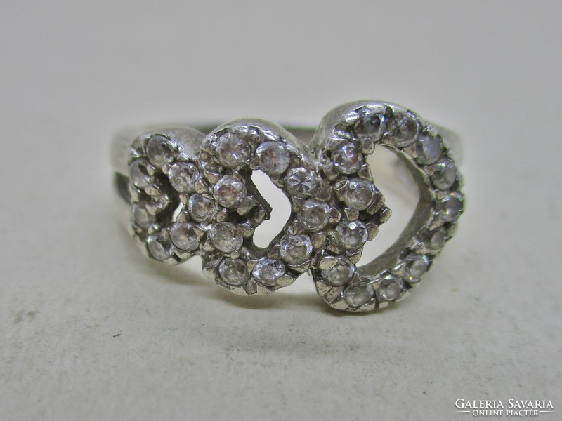 Very beautiful silver ring with snow white zircons