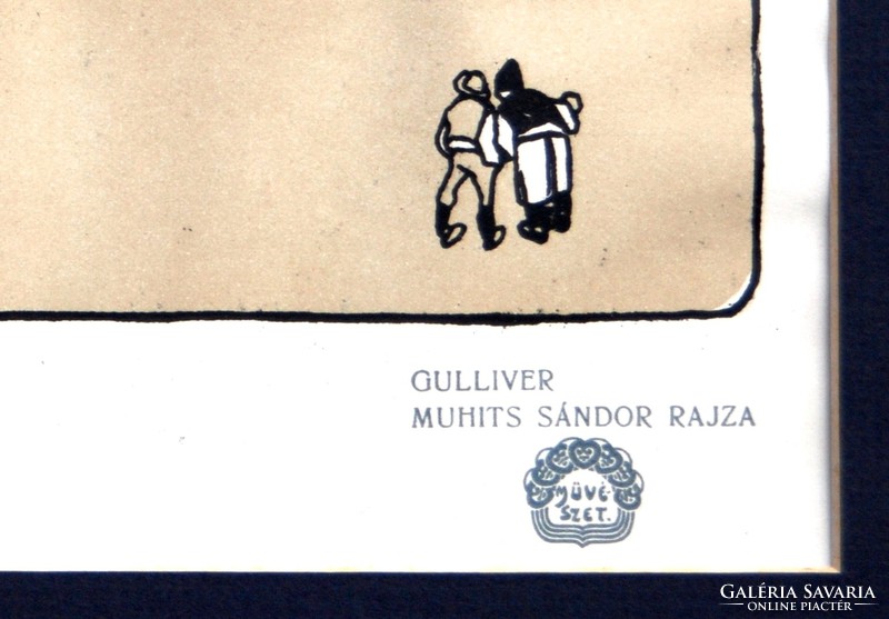Muhits Sándor (1882-1956): Gulliver - színes litográfia