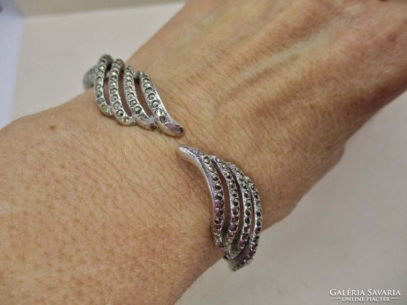Special old handcrafted silver bracelet with marcasite
