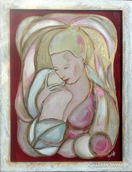 Premium prize. 2 pcs as a gift for mothers. Can be bought separately. 50X40, 27x22 cm. Zsófia Károlyfi (1952)