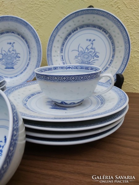 Kínai rizsszemes trió szett csésze csészalj porcelán Nosztalgia csészék