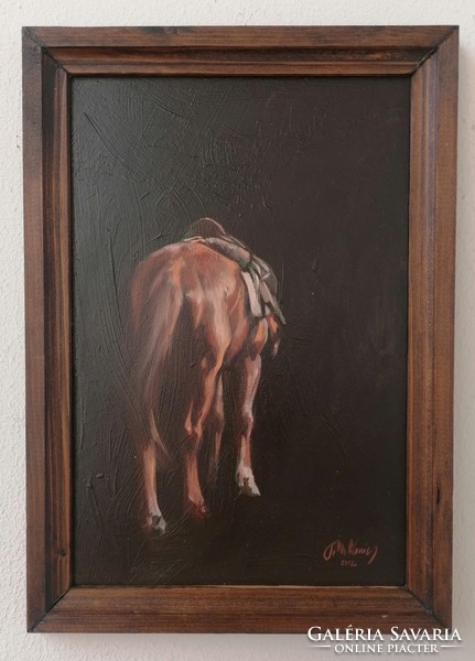 József Tóth-kovács (1984-): horse. Marked oil painting.