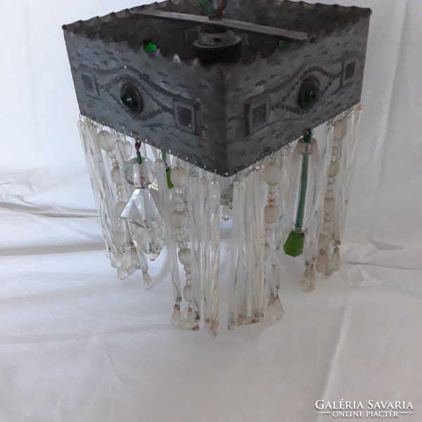 Original art deco glass drop chandelier