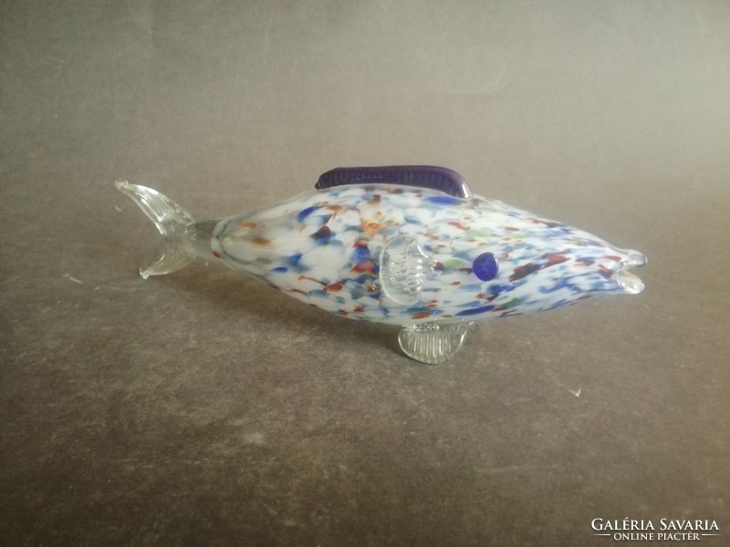 Colorful blue-white-red retro glass fish - ep