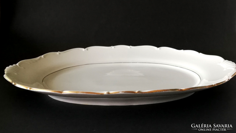 Antique large size tendril patterned Czech porcelain meaty serving bowl